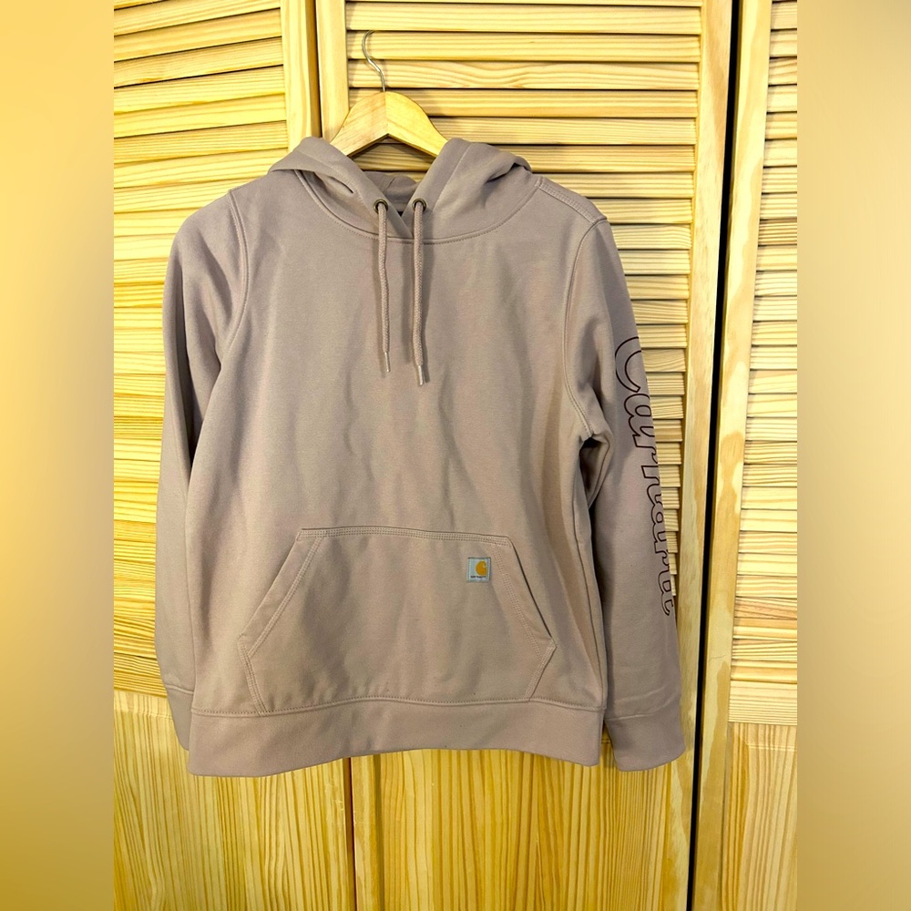 Women’s carhartt rain defender hooded sweatshirt size med lilac purple